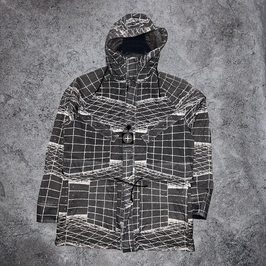 Stone Island Grey Reflective Grid Lamy Jacket XL 25.5”