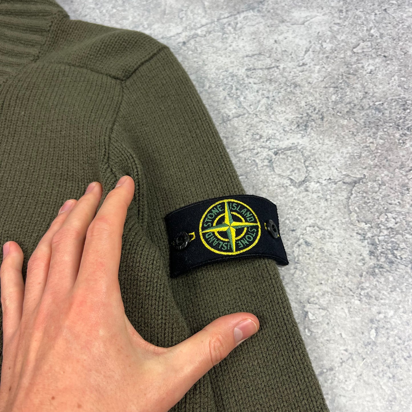 Stone Island Khaki Pullover Knit Large (Fits M) 20.5”