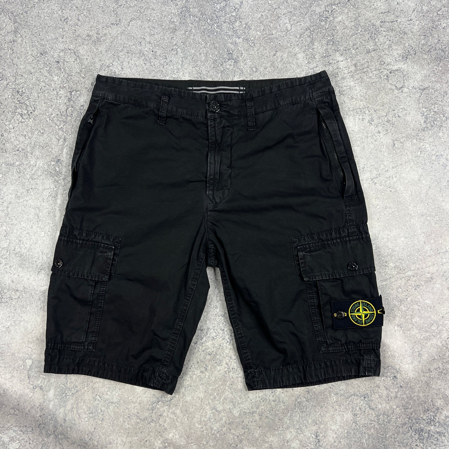 Stone Island Black Slim Cargo Shorts W30”