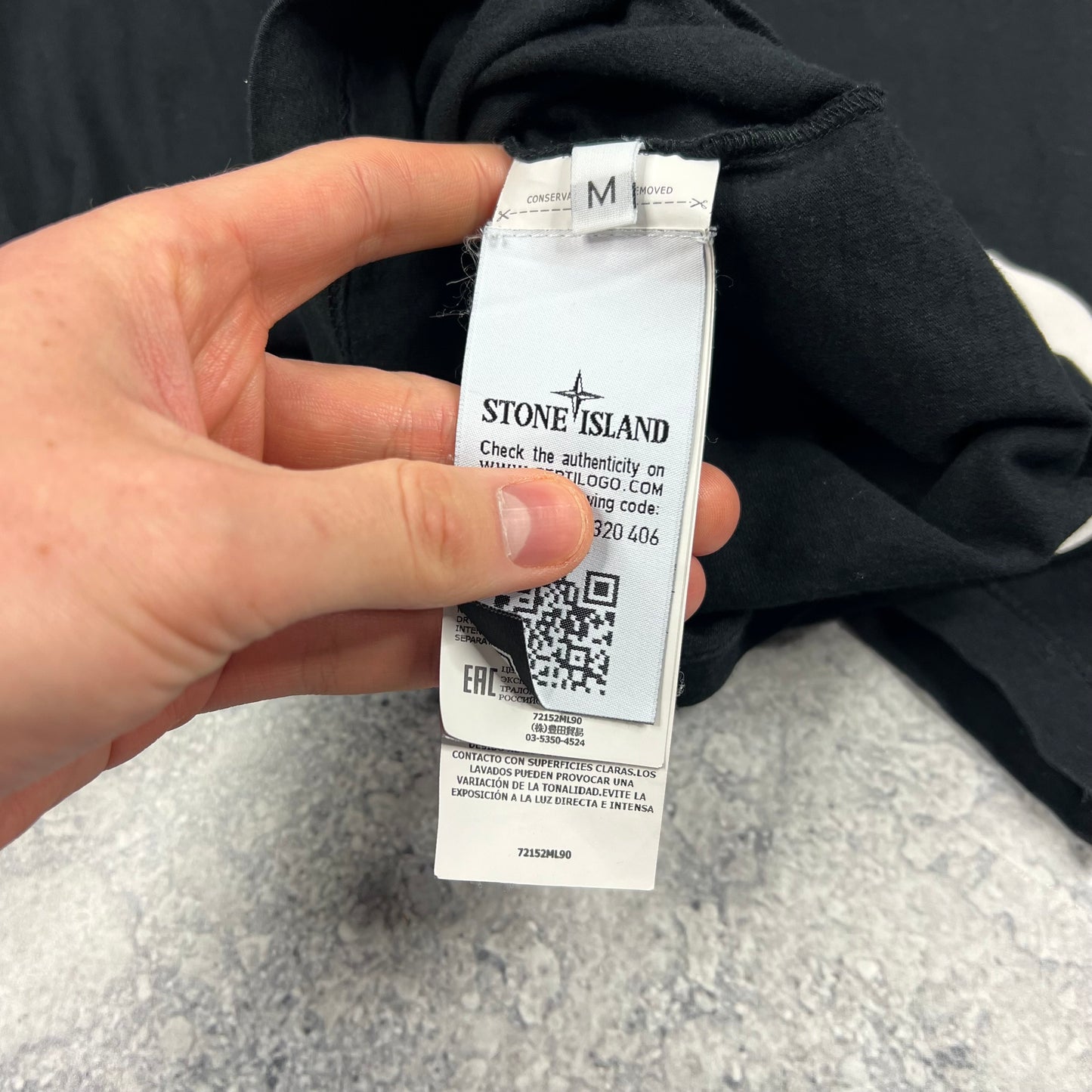 Stone Island Black Long Sleeve T-Shirt Medium 19.75”