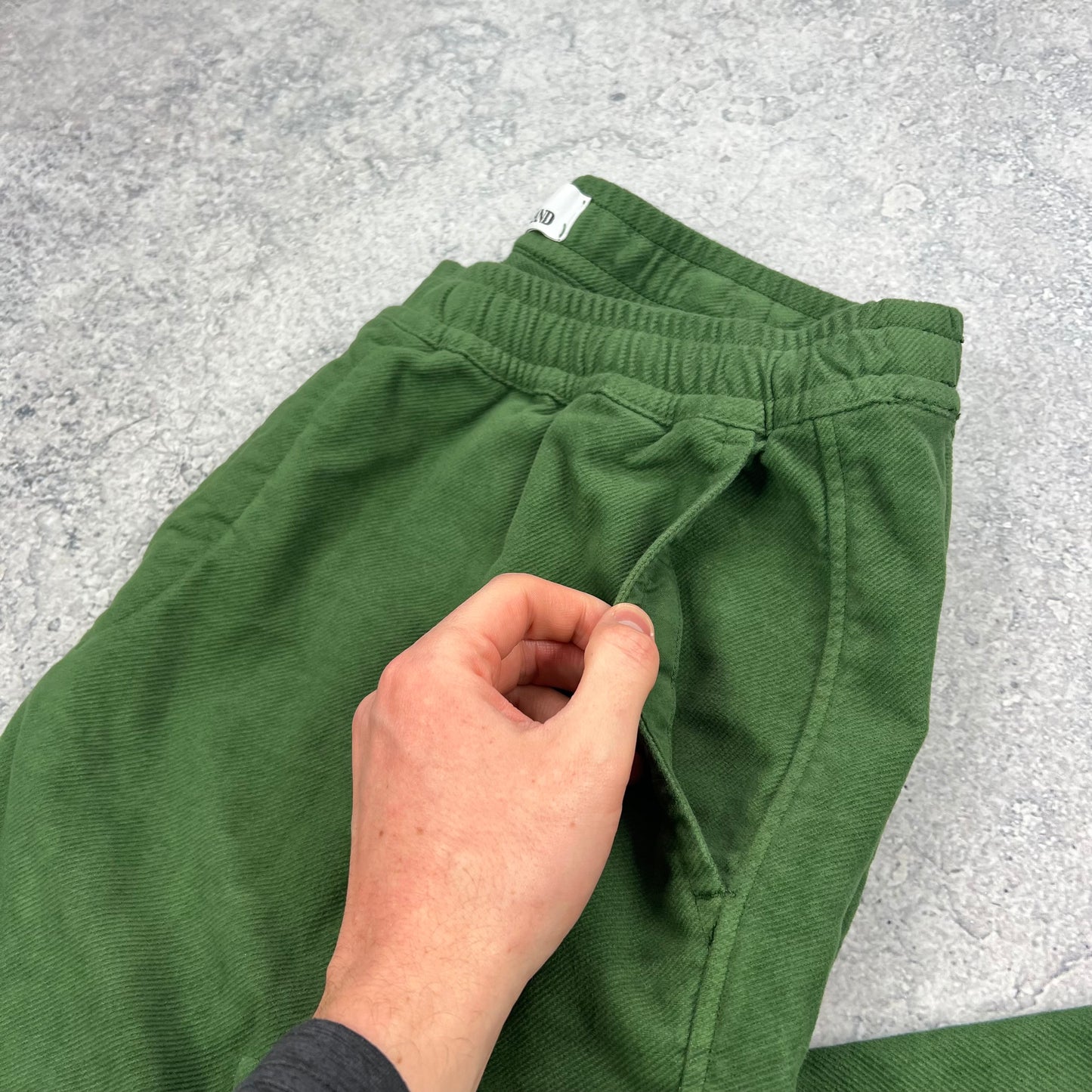 Stone Island Green Diagonal Weave Cargo Trousers W34”