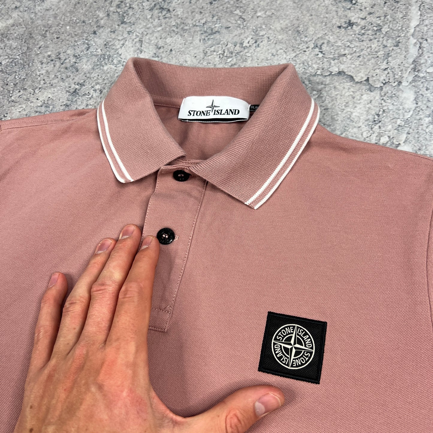 Stone Island Pink Polo Shirt Medium Slim Fit 19”