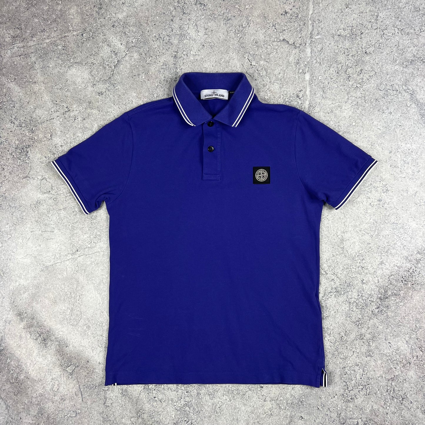Stone Island Blue Polo Shirt Medium Slim Fit 19.75”