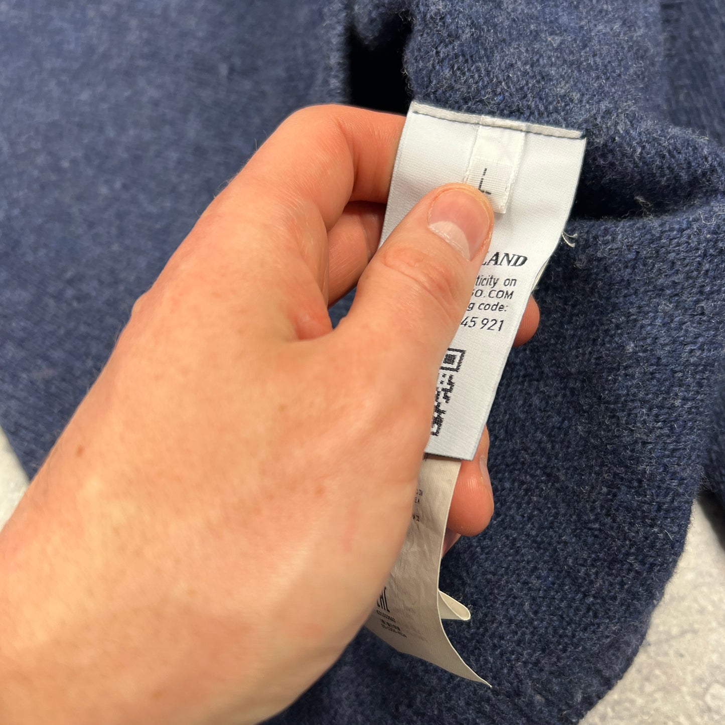 Stone Island Blue Wool Q Zip Knit Jumper Large 21.75”