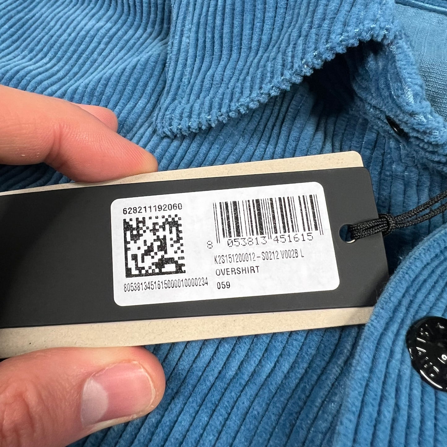 Stone Island Blue Corduroy Shirt Large 24” BNWT