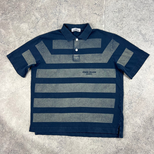 Stone Island Marina Navy/Grey Polo Shirt Medium 23.25”