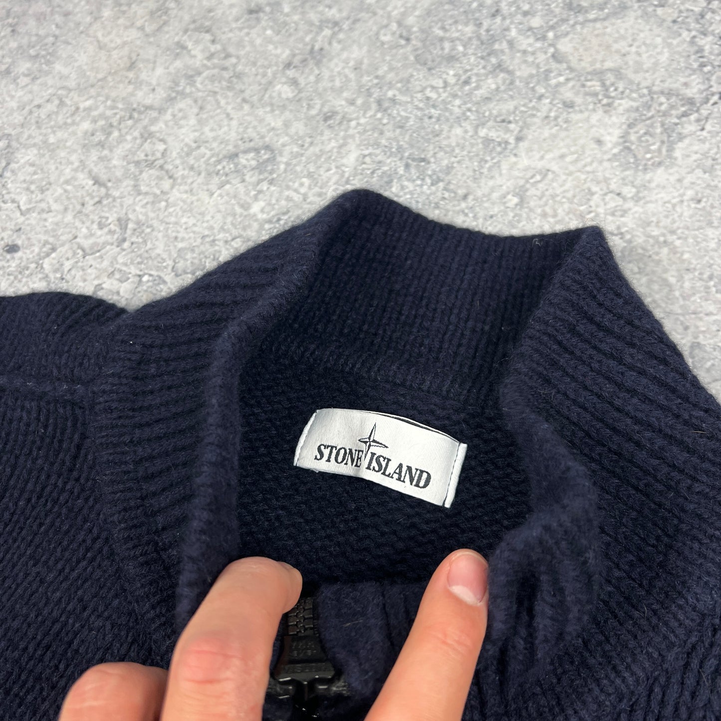 Stone Island Navy Chunky Q Zip Knit 3XL 25”