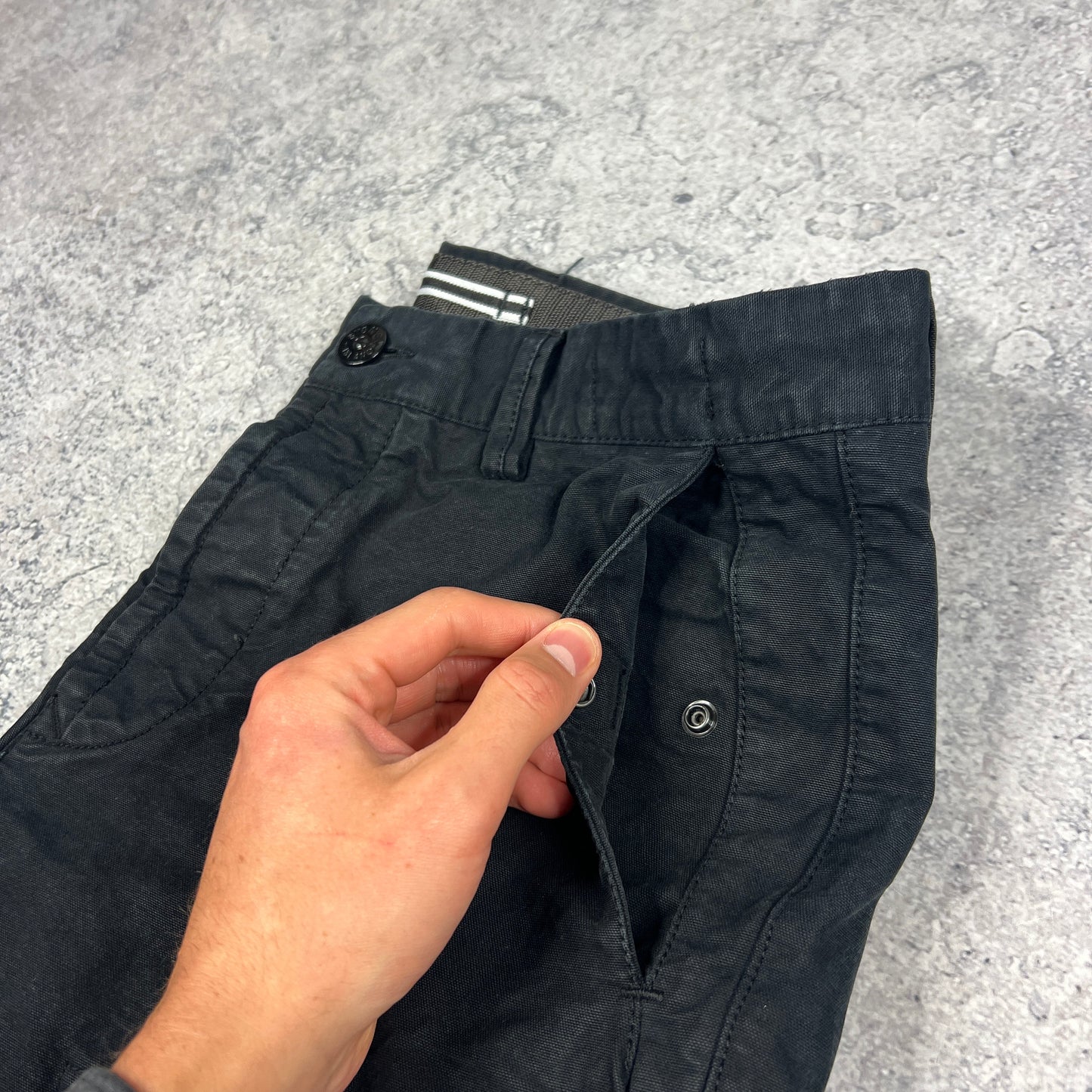 Stone Island Black Regular Cargo Trousers W32”