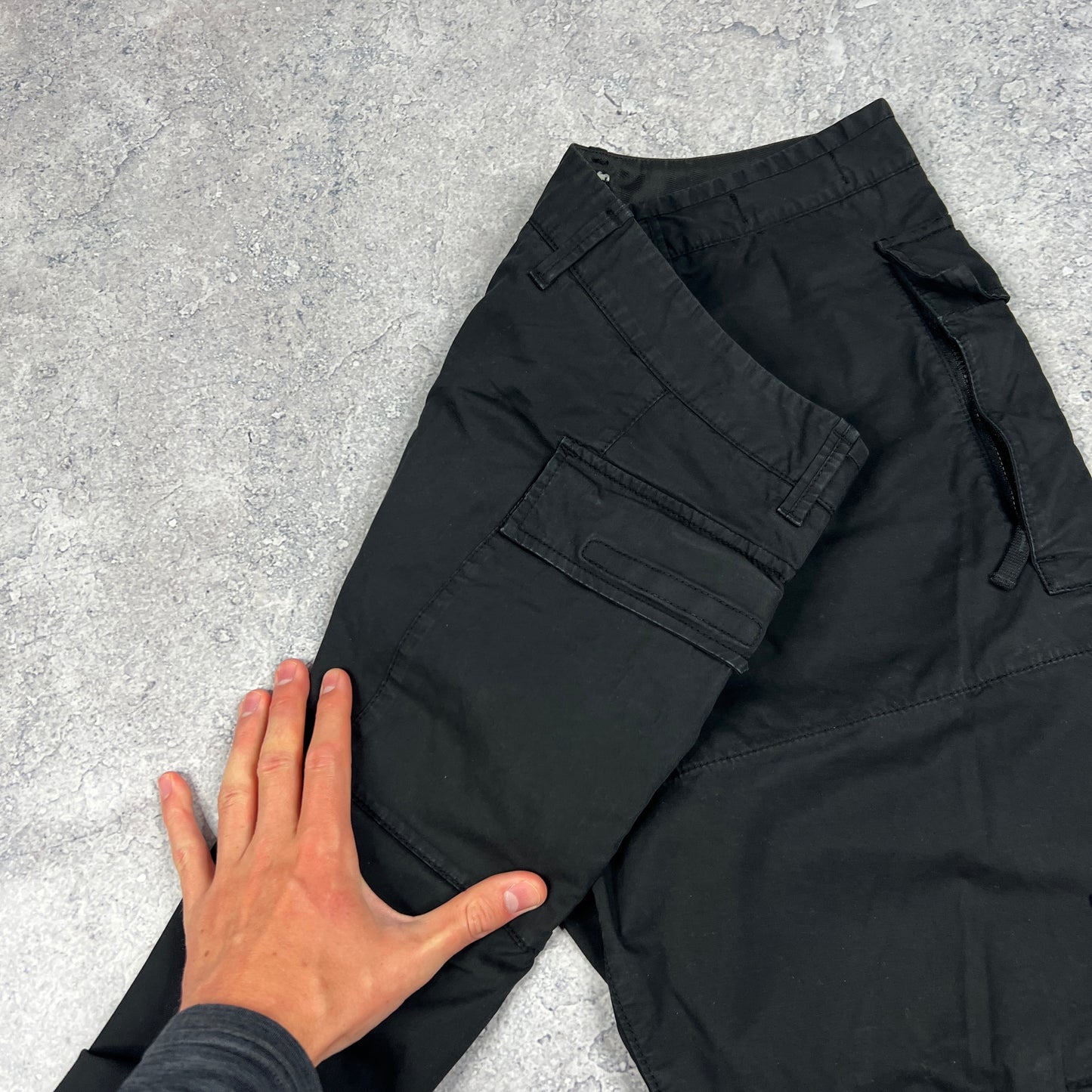 Stone Island Black Regular Cargo Trousers W33-34”