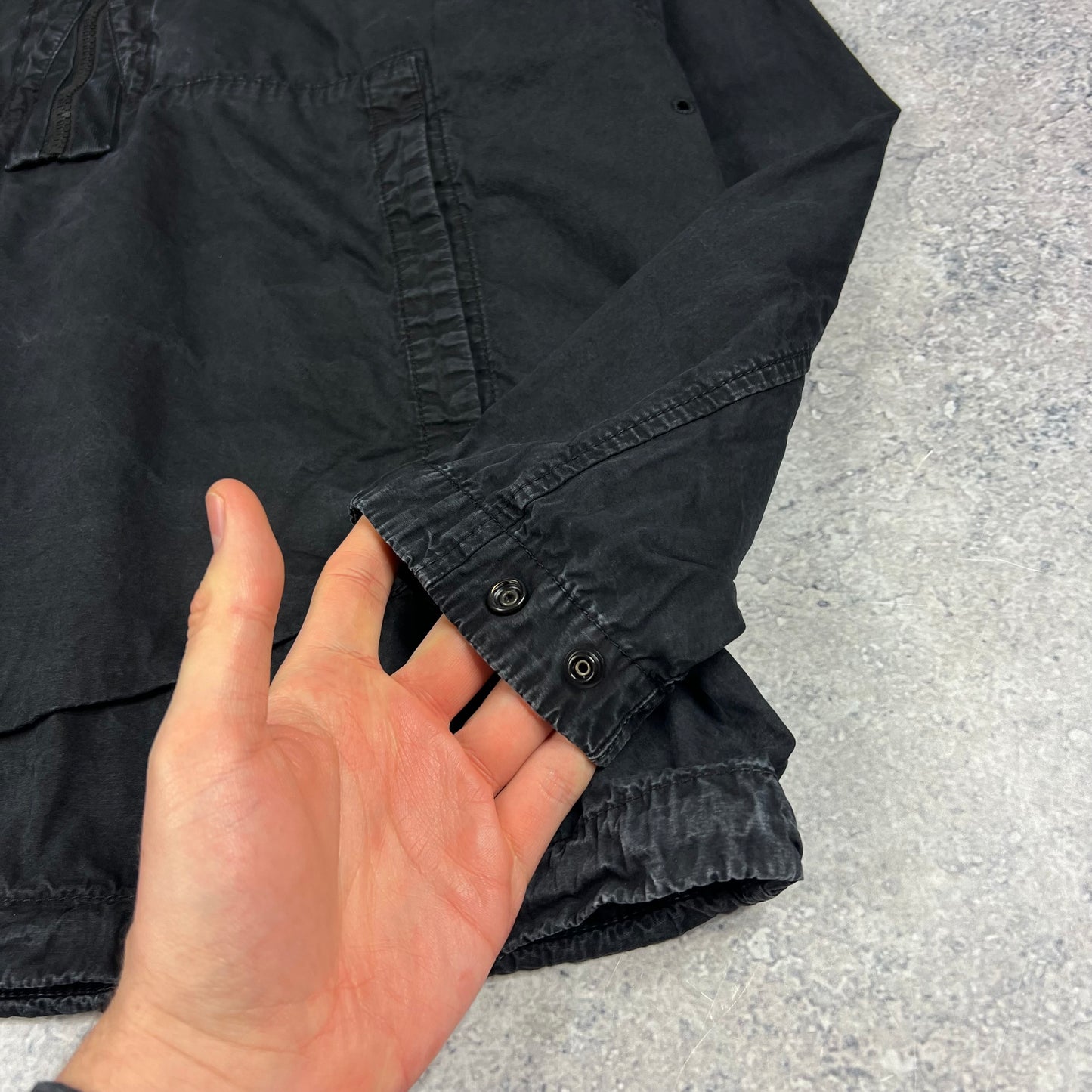 Stone Island Black Tela Garment Dyed Smock Small 23.5”
