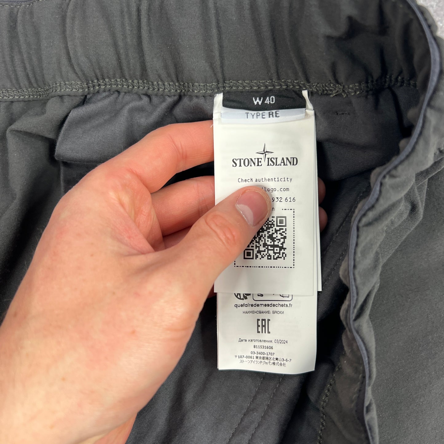 Stone Island Dark Grey Stellina Cargo Trousers W38-40”