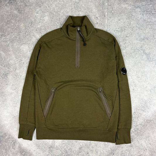 CP Company Khaki Lens Q Zip Sweatshirt Medium 22”