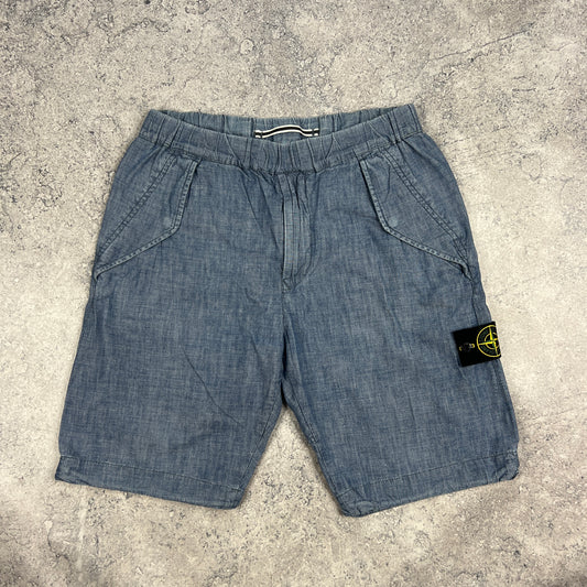 Stone Island Blue Lino Cargo Shorts W30”