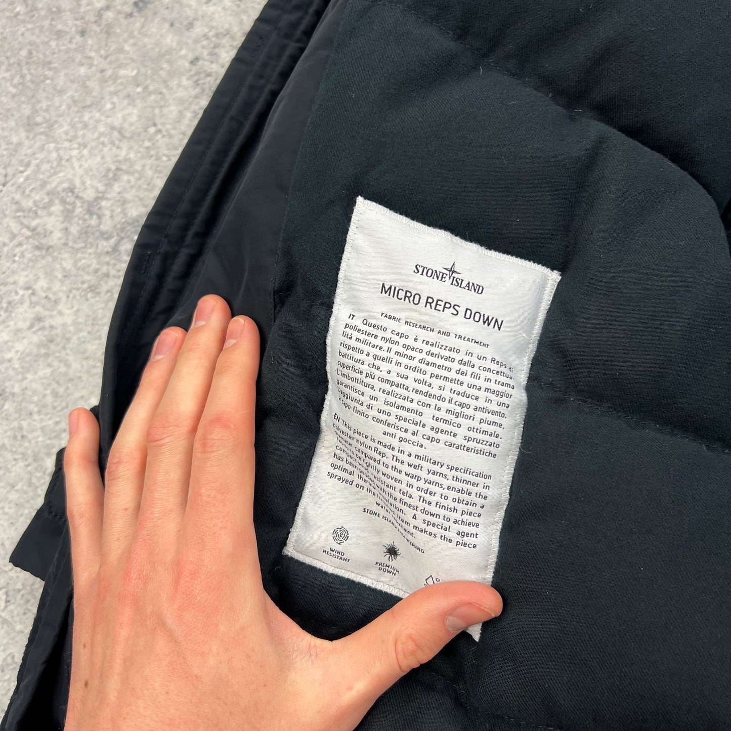 Stone Island Navy Micro Reps Down Parka Medium 23”