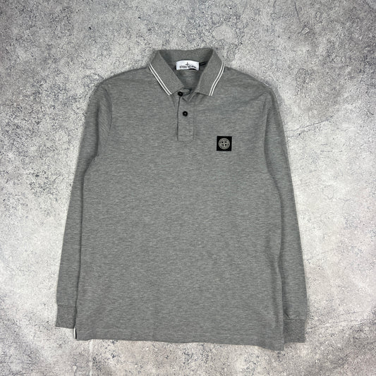 Stone Island Grey L/S Polo Large Slim Fit 21”