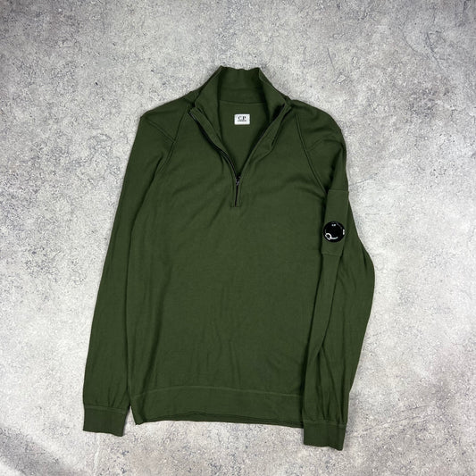 CP Company Green Knit Lens Q Zip Size 50 M/L 20”