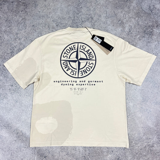 Stone Island Cream Whirlwind Logo T-Shirt BNWT