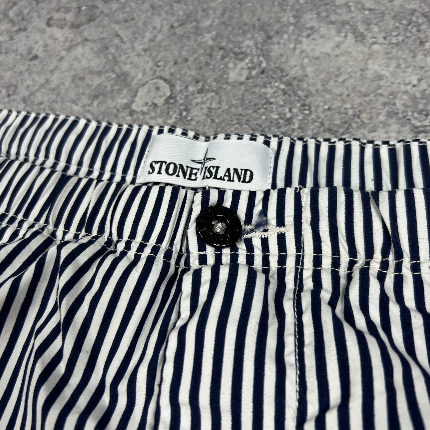 Stone Island Marina Blue Striped Swimshorts XL W38