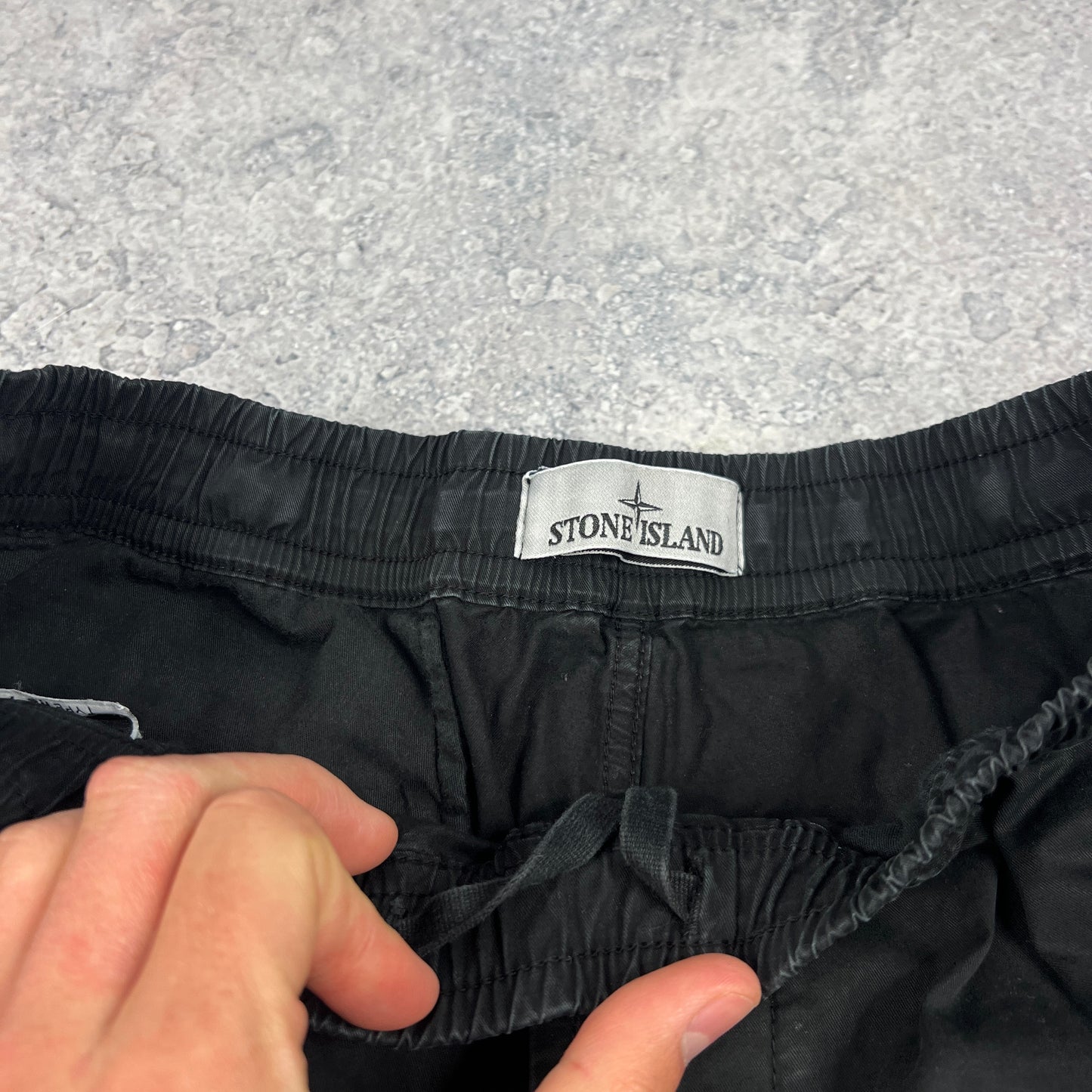 Stone Island Black Cuffed Cargo Trousers W30”