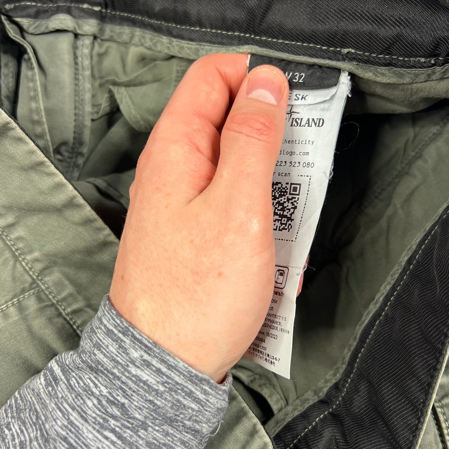 Stone Island Green Skinny Cargo Trousers W32”