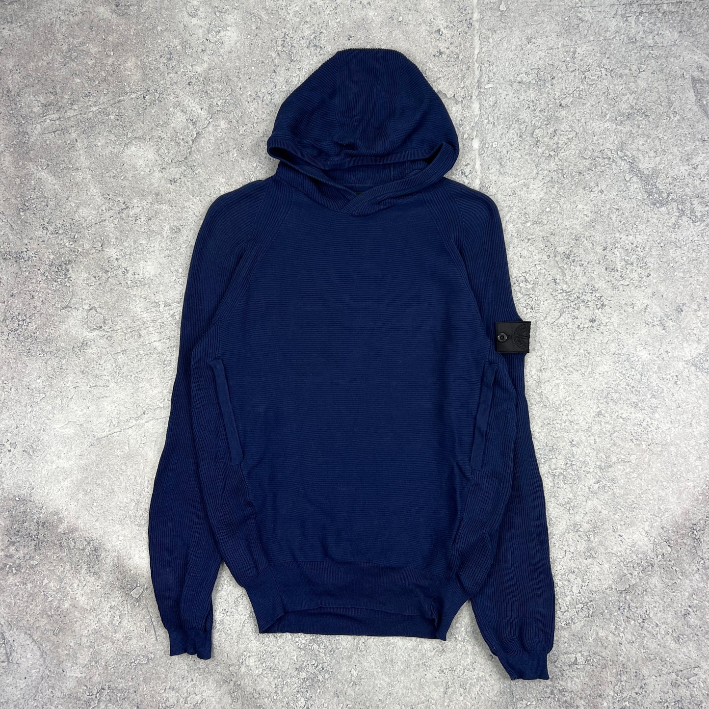 Stone Island Shadow Project Blue Knit Hoodie Medium 20.75”