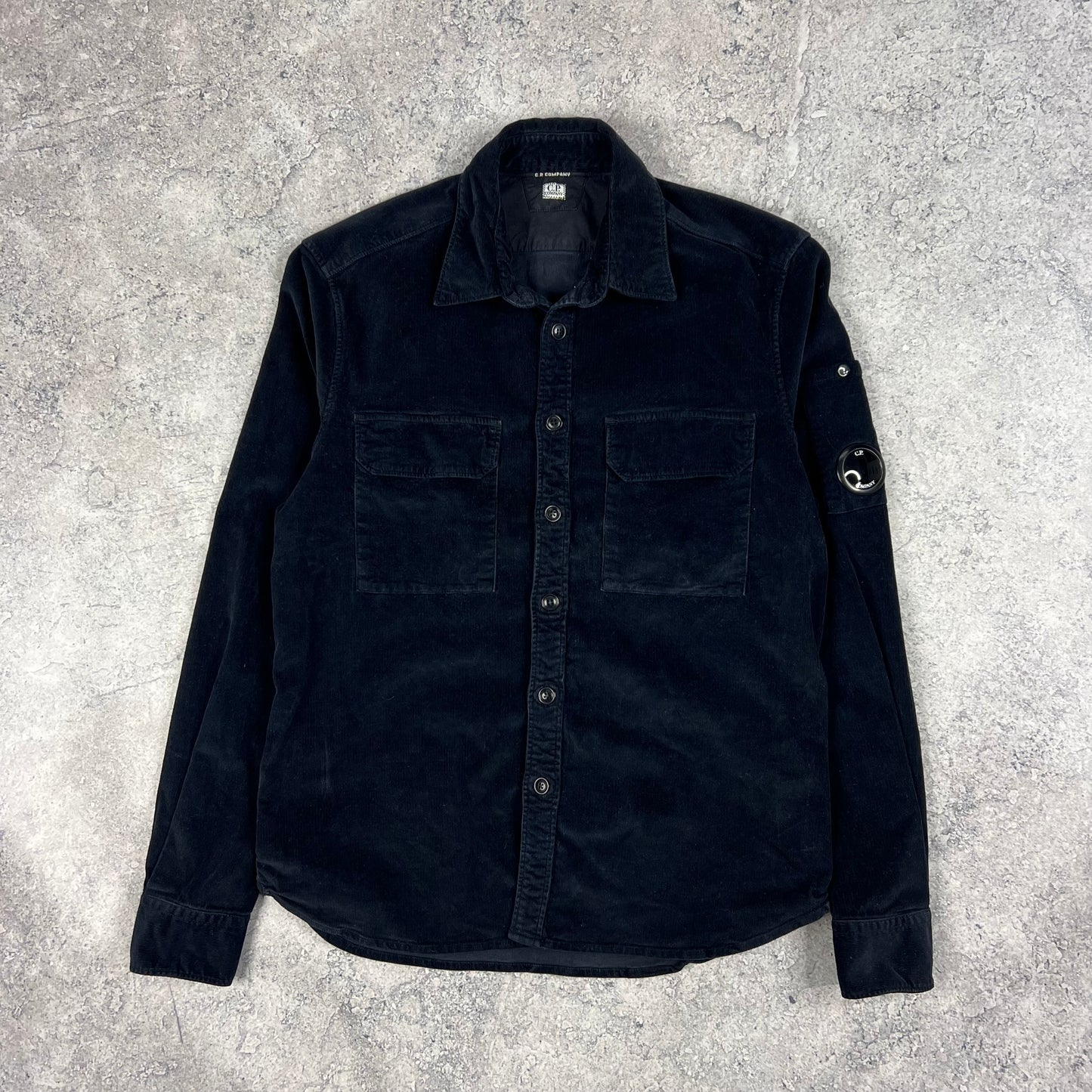 CP Company Navy Corduroy Lens Shirt Small 20.5”