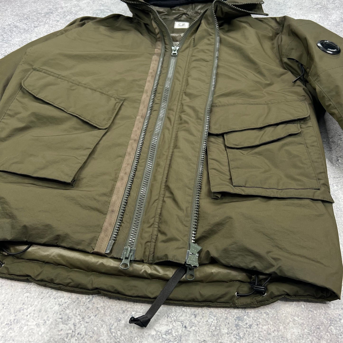 CP Company Khaki Micro M Down Jacket Size 50 Large 24”