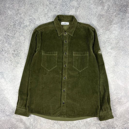 Stone Island Khaki Corduroy Shirt Large 22.75”