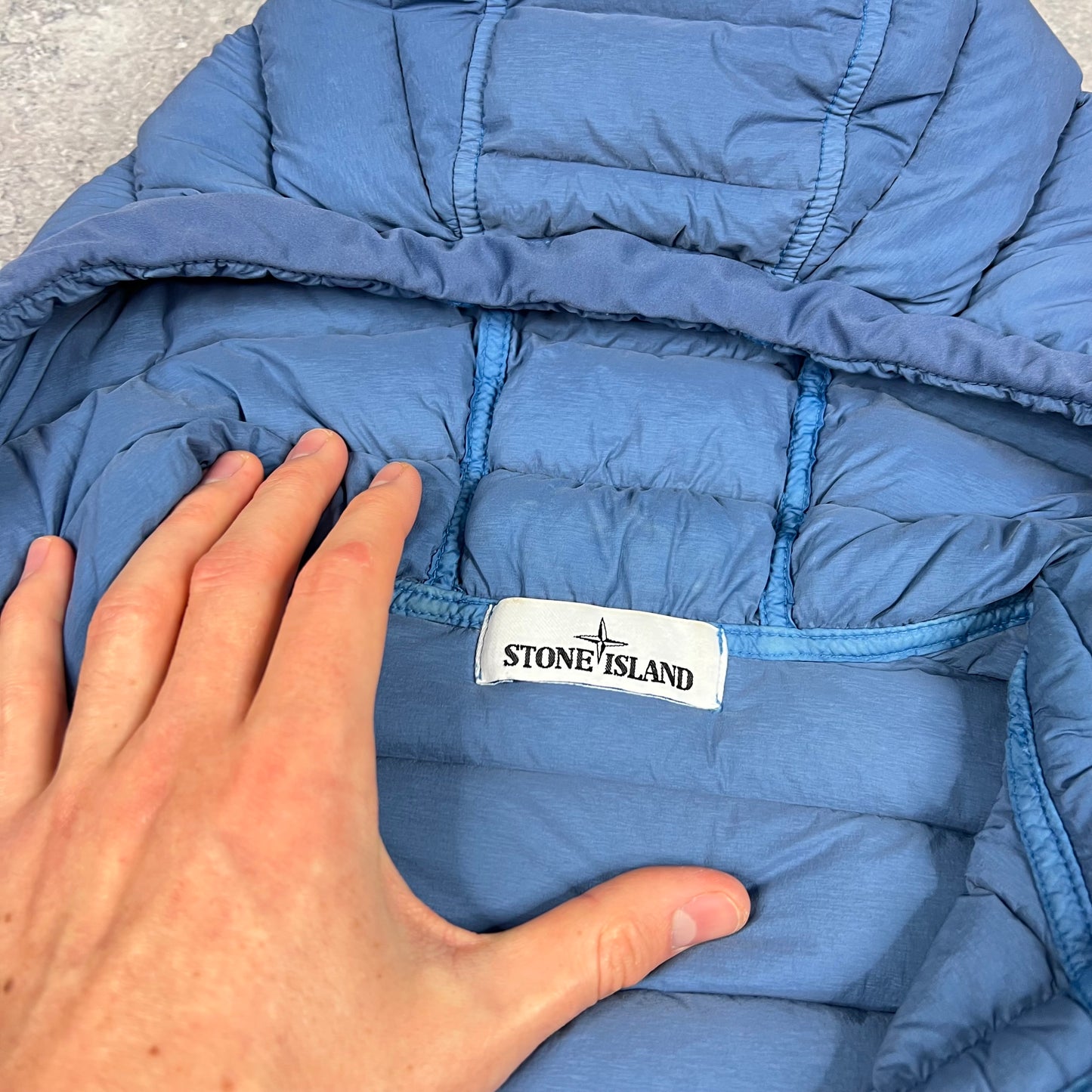 Stone Island Blue Loom Woven Down Jacket Small 20”