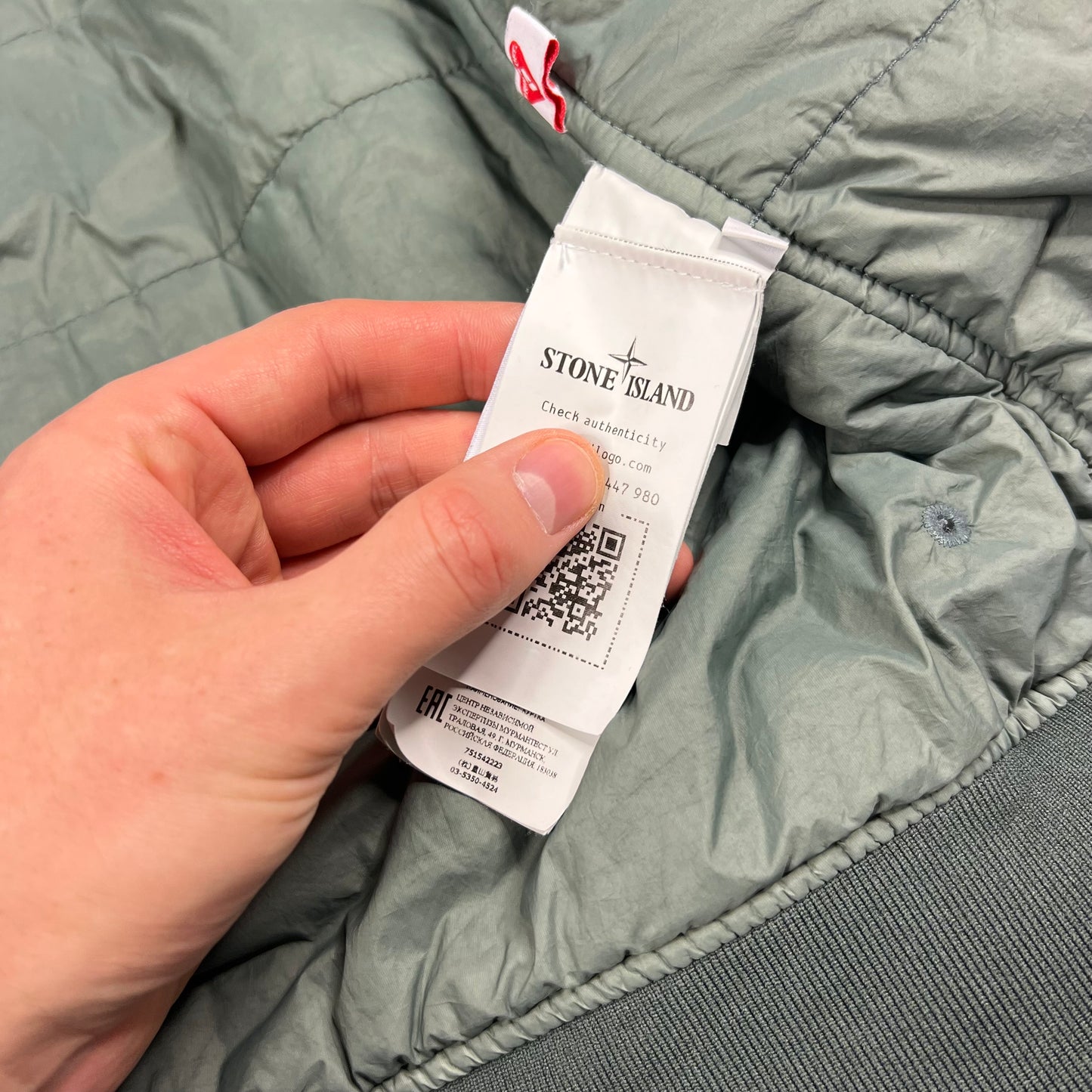 Stone Island Green Crinkle Reps Primaloft Jacket Large 23.5”