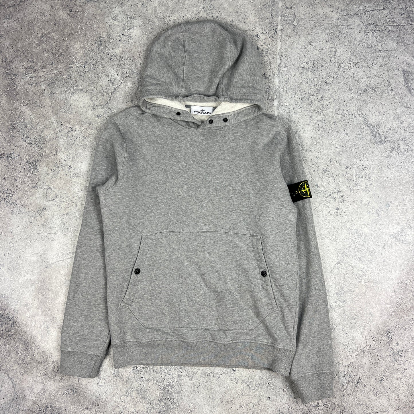 Stone Island Grey Pullover Hoodie Medium 22.5”