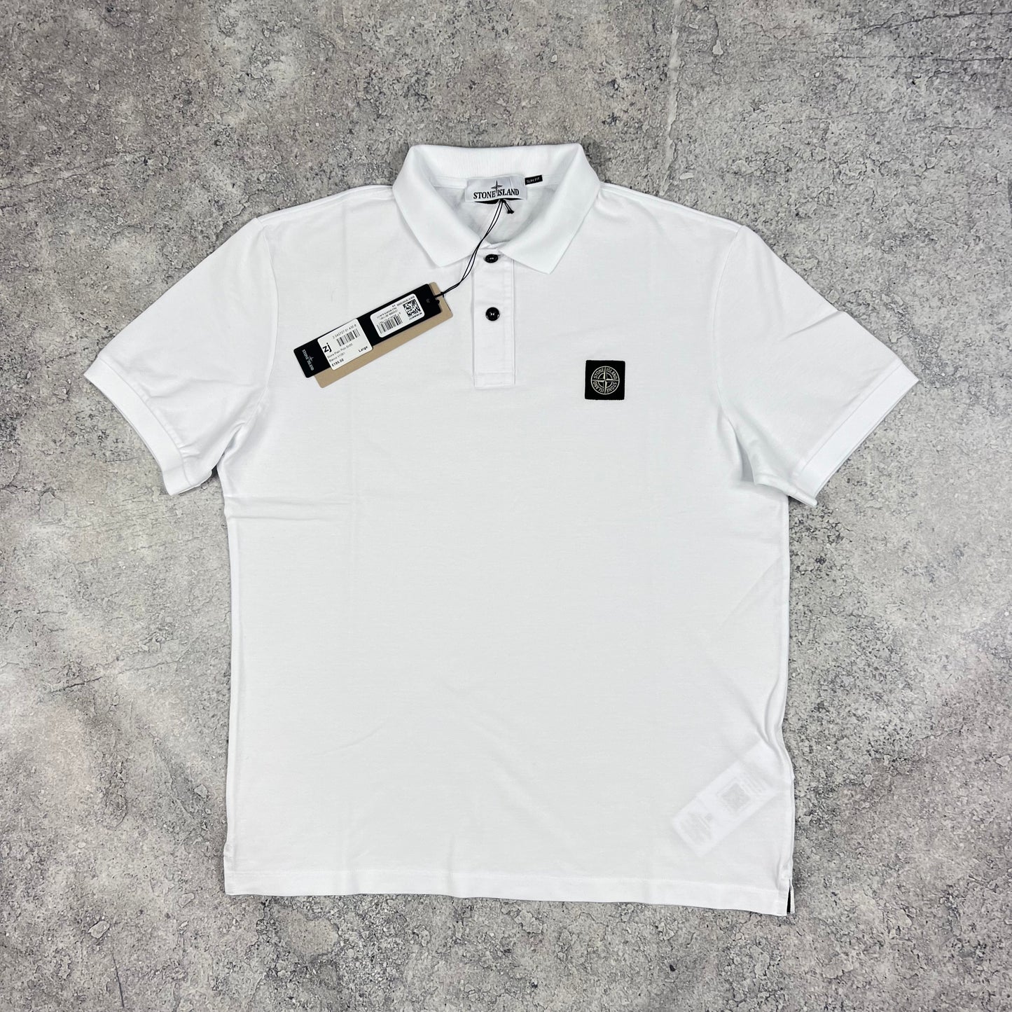 Stone Island White Polo Shirt Large 22.5” BNWT