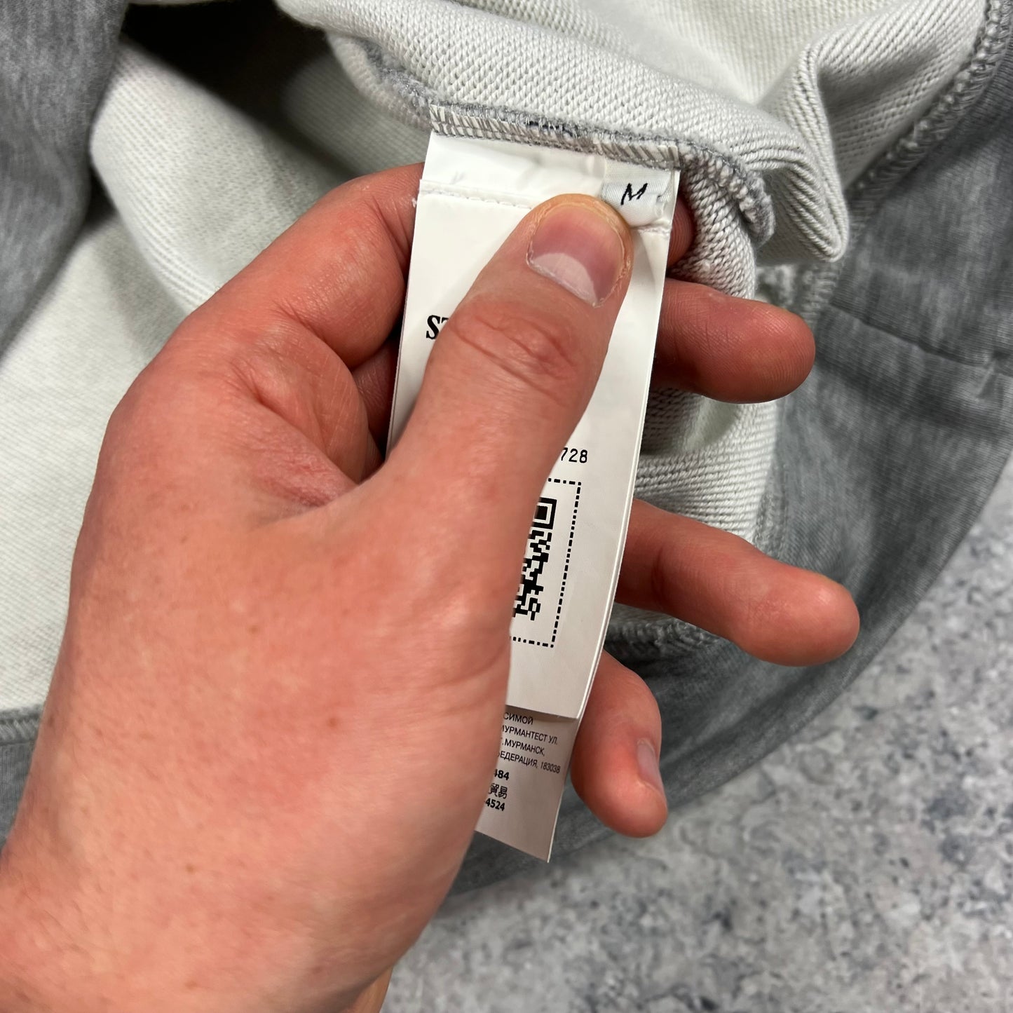 Stone Island Grey Embroidered Sweatshirt Medium 22.5”