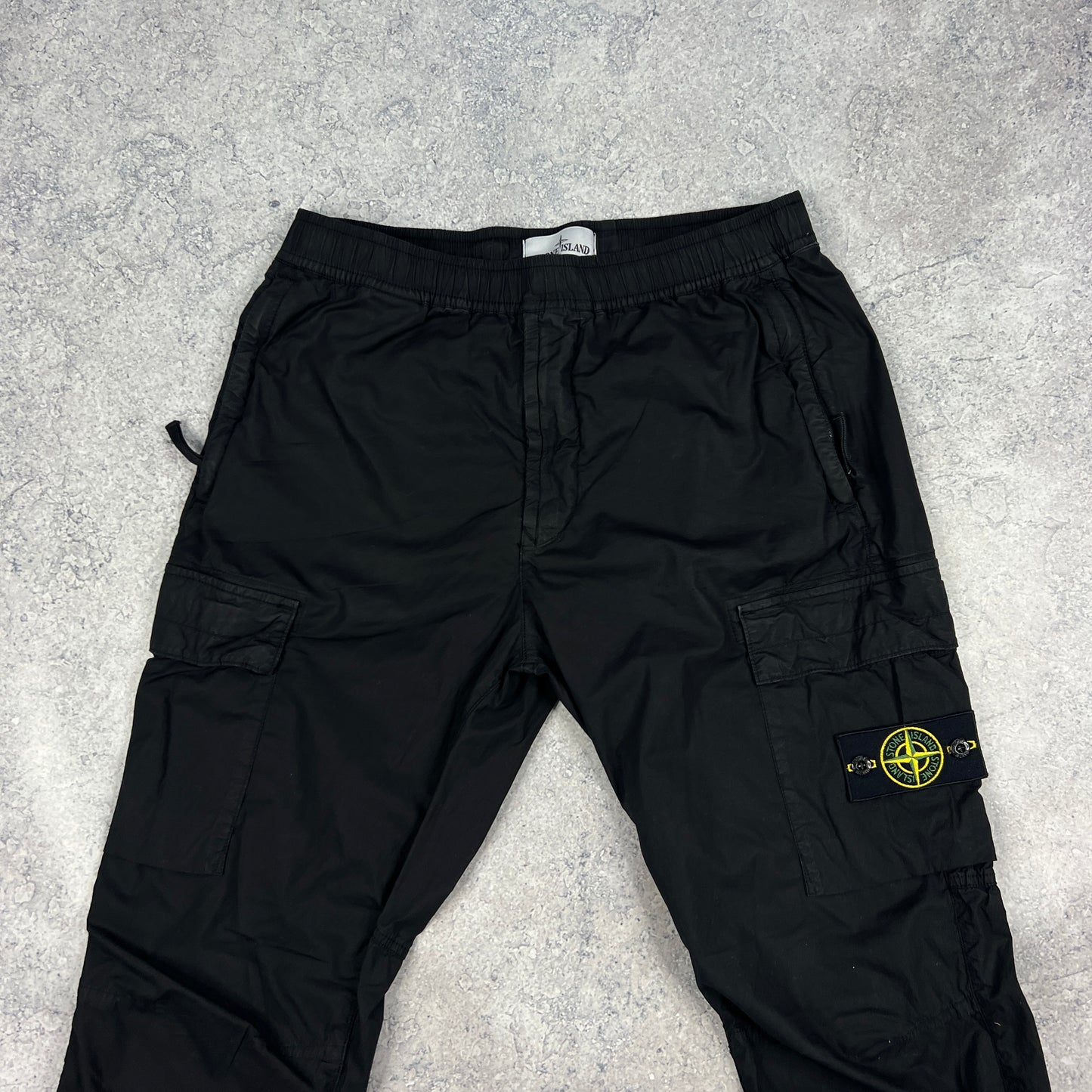 Stone Island Black Tela Parachute Cargo Trousers W32”