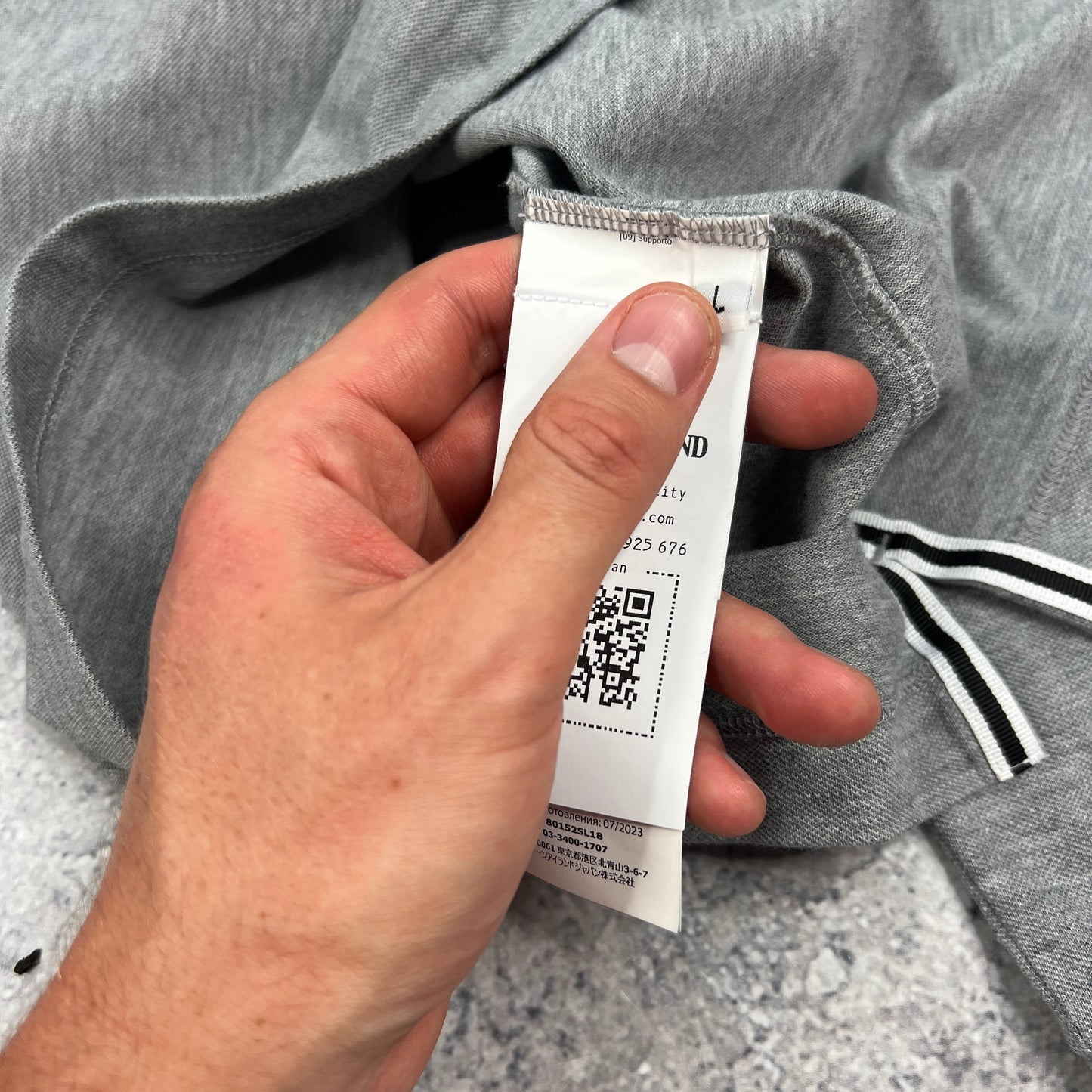 Stone Island Grey L/S Polo Large Slim Fit 21”