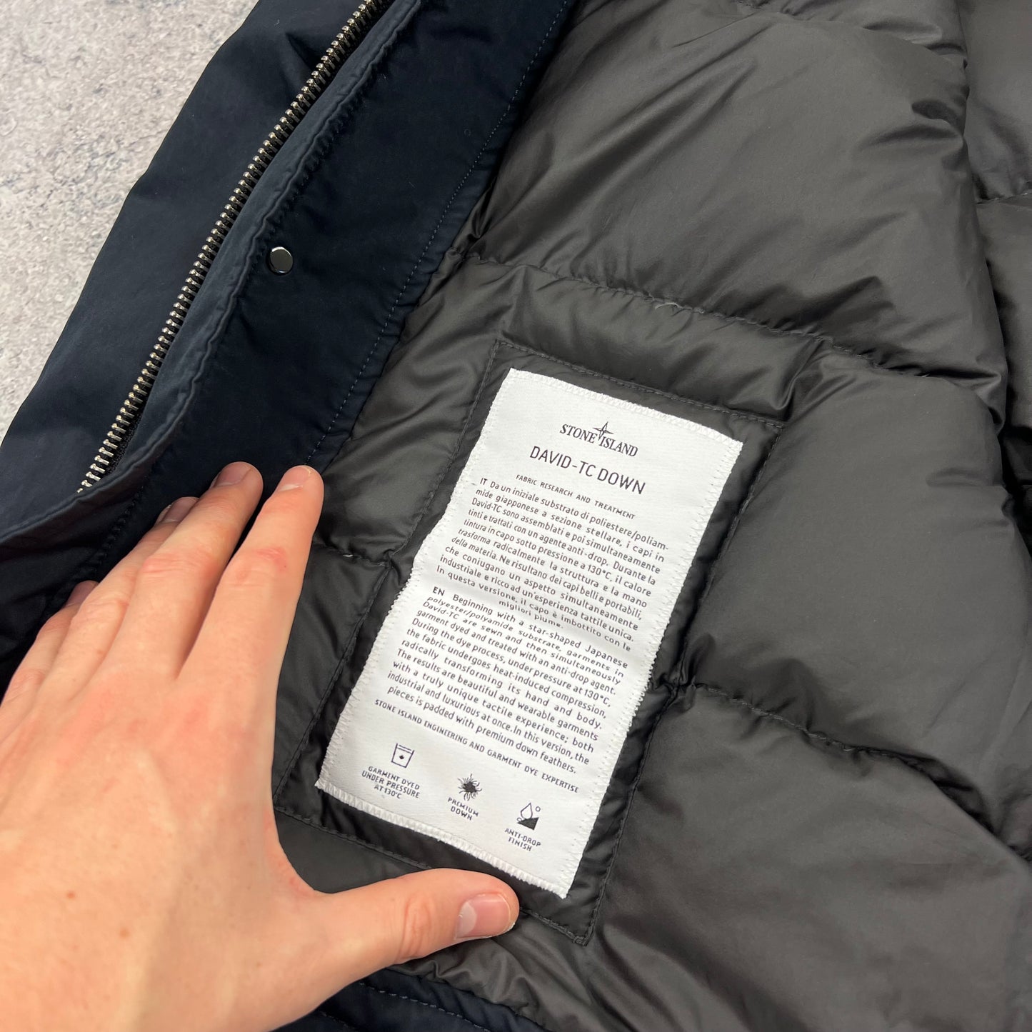 Stone Island Navy David Down TC Jacket Large 24”