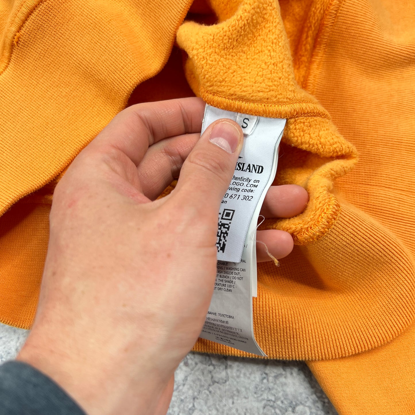Stone Island Orange Hoodie Small 21”