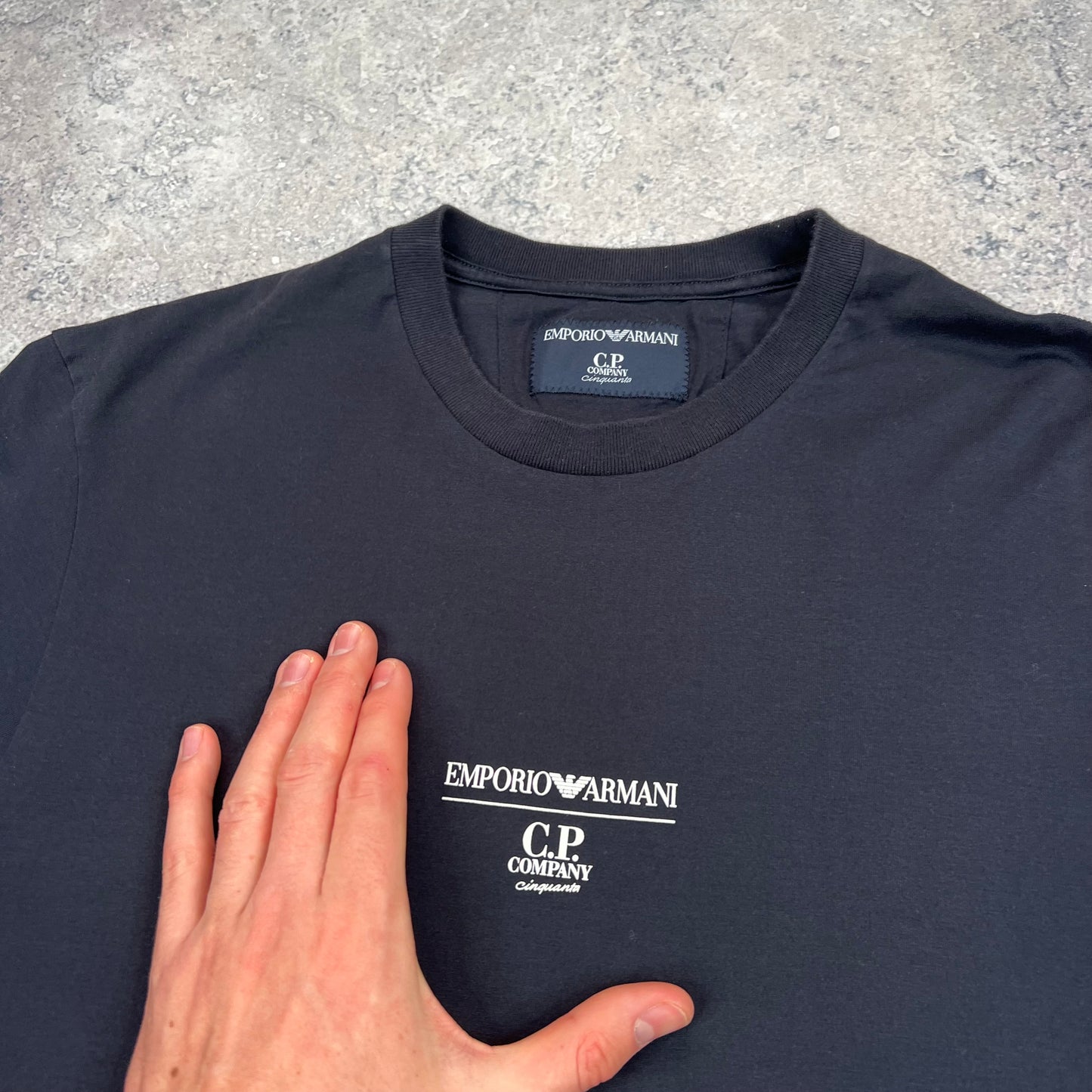 CP Company x Armani Navy T-Shirt Medium 20”