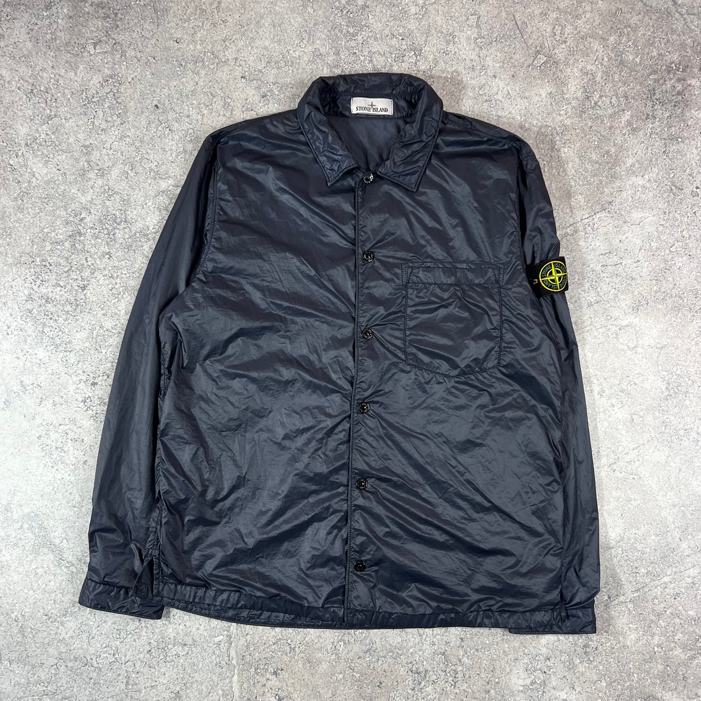 Stone Island Navy Micro Yarn Coach Jacket Large 23.5”