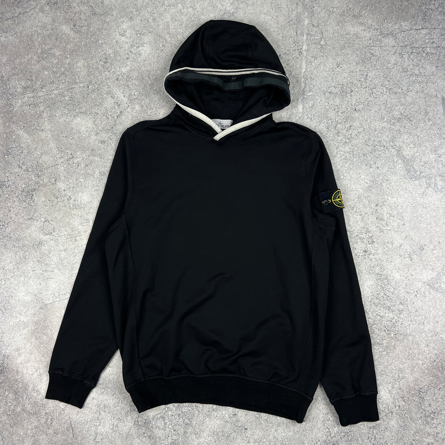 Stone Island Black Pullover Hoodie Medium 22.25”