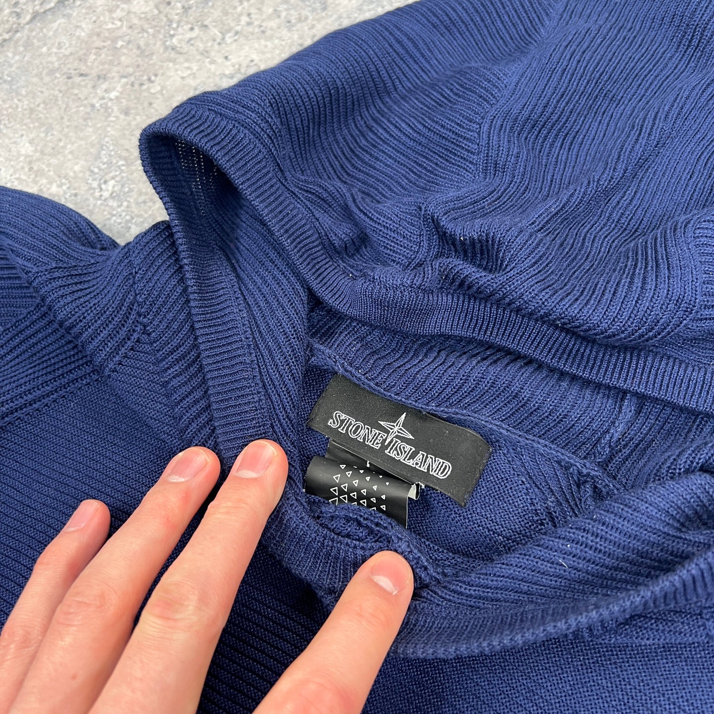 Stone Island Shadow Project Blue Knit Hoodie Medium 20.75”