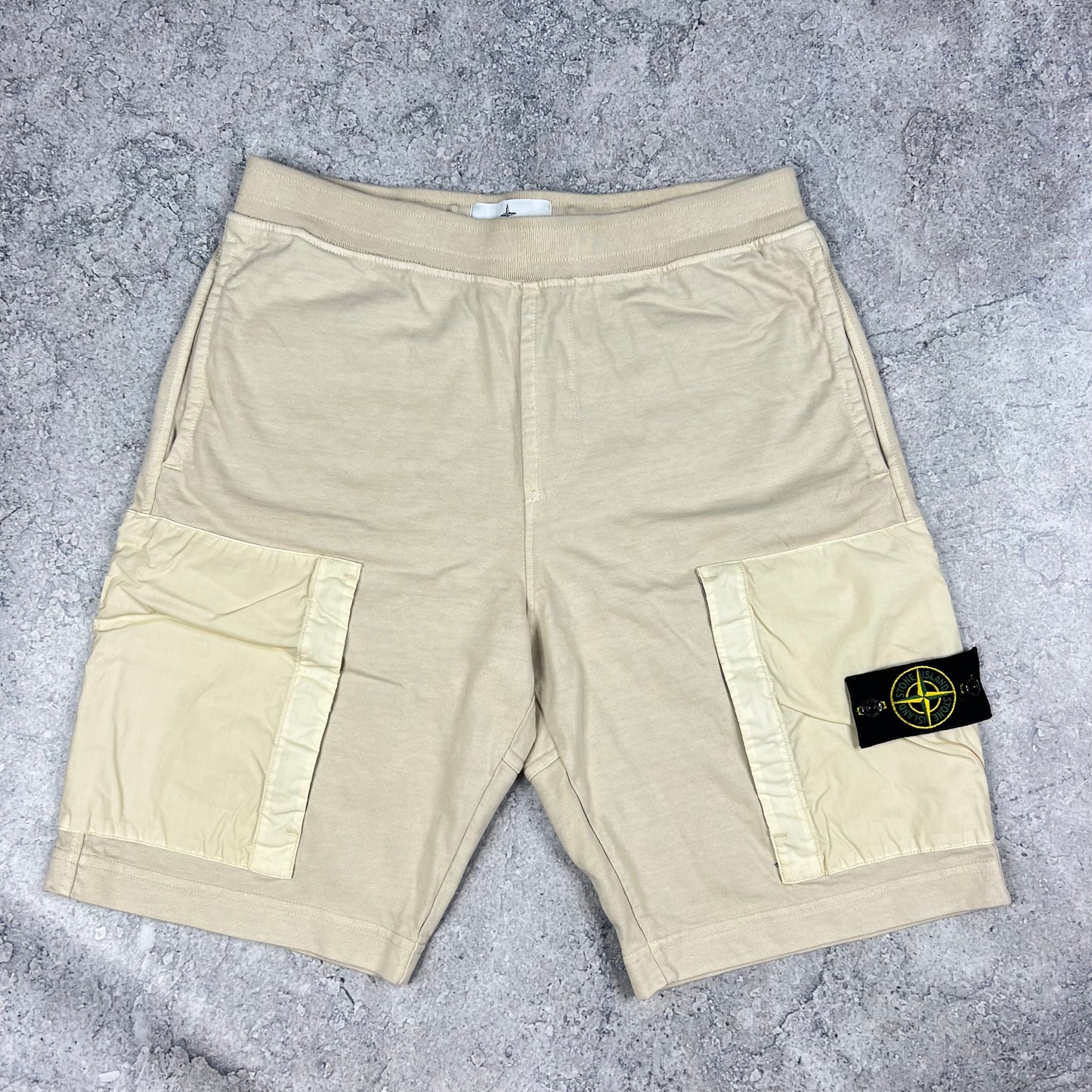 Stone Island Beige Mussola Jogger Shorts Medium 30-32”