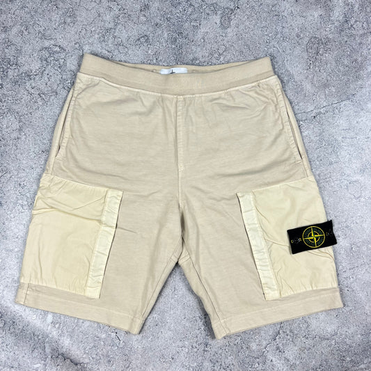Stone Island Beige Mussola Jogger Shorts Medium 30-32”