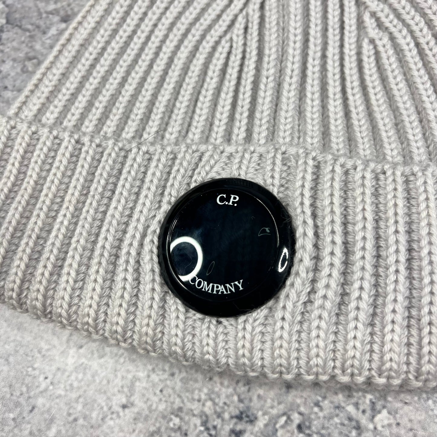 CP Company Grey Wool Lens Beanie