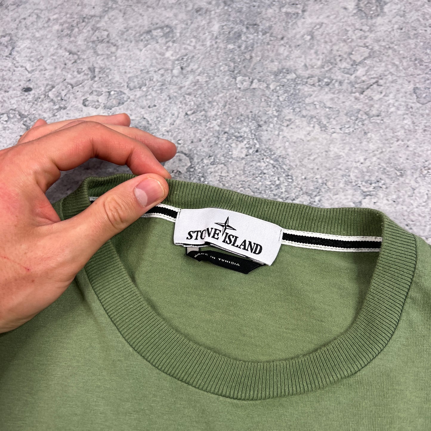 Stone Island Green Stitch Logo T-Shirt Medium 20.75”