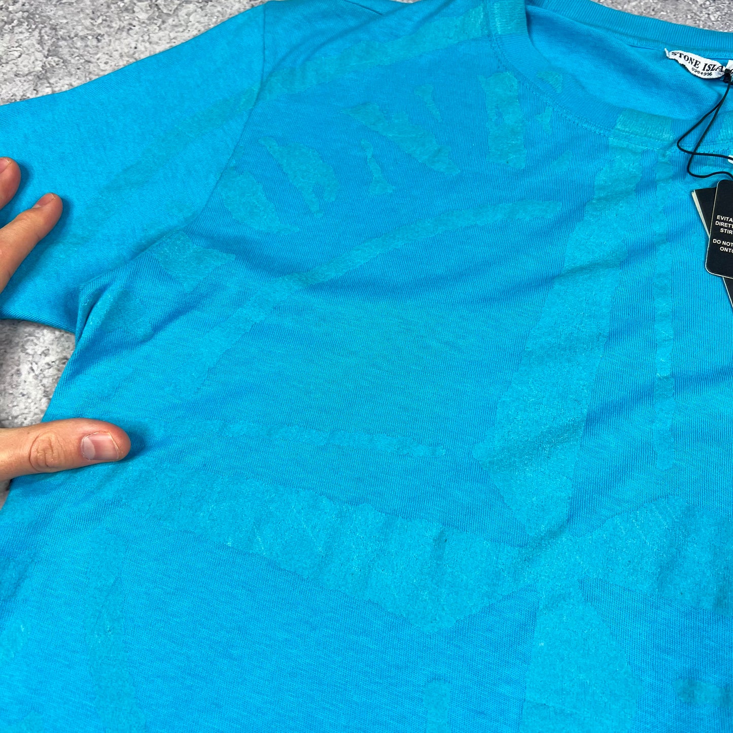 Stone Island Blue Phosphorescent Print T-Shirt Large (Fits S/M) 19.75”