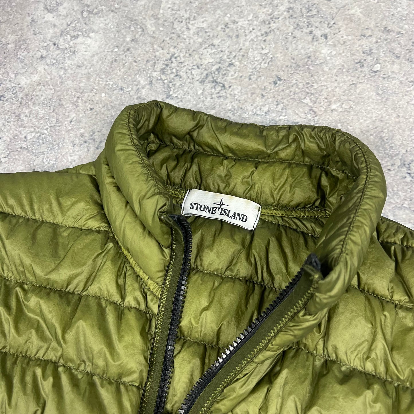 Stone Island Khaki Micro Yarn Down Jacket Large 22”