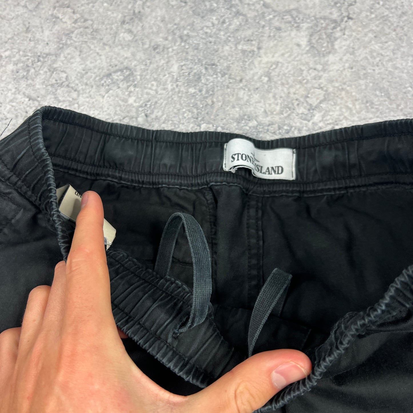 Stone Island Black Cuffed Cargo Trousers W30”