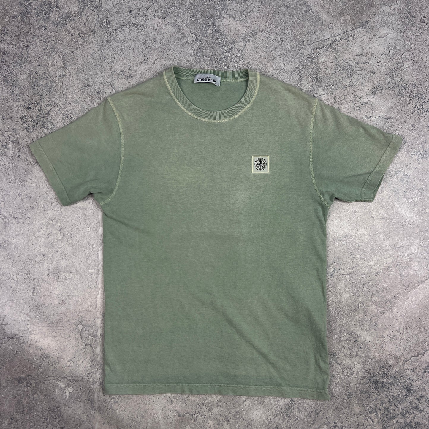 Stone Island Green Garment Dyed T-Shirt Medium 20.25”