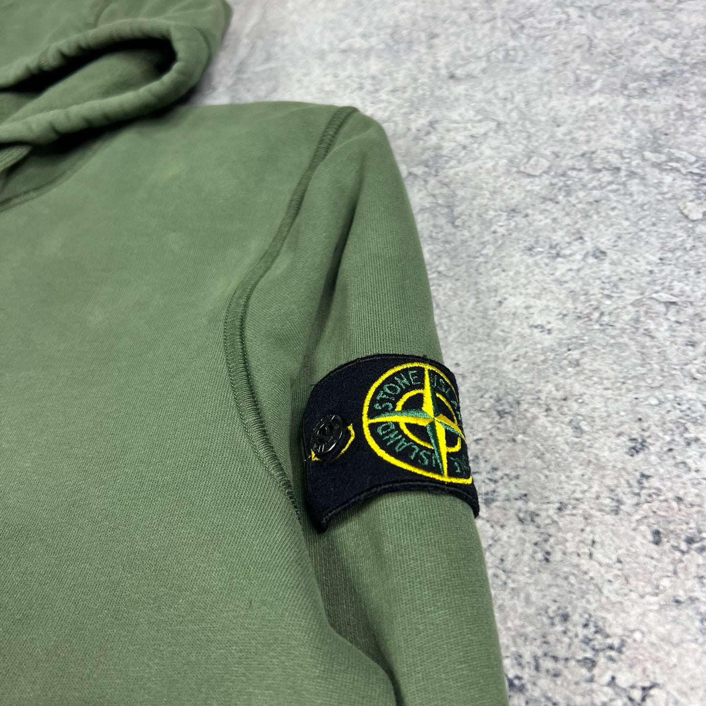 Stone Island Khaki Pullover Hoodie Large 23”